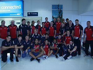 The AIS touring squad at Sydney International Airport this arvo on the way for a trip of a life time - GOOD LUCK BOYZ (Photo : OurFootyMedia)