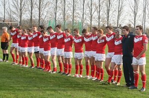 Welsh u18's line up before the game against England
