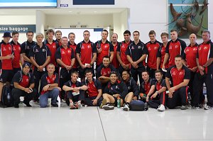 AIS rugby league squad at sydney airport