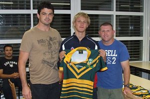 Luke Conaghty presented with Australian jersey