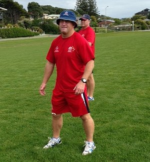 AIS Head Coach Brad Drew on the training paddock this morning in Greymouth NZ (Photo : M Meredith / AIS)