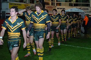 ARL/AIS Aussies walk onto the footy field at Wakefield 