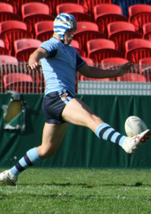 Cameron King kicks ahead - ASSRL Championship Play Off NSWCHS v NSWCIS aCTion (Photo's : ourfootymedia)