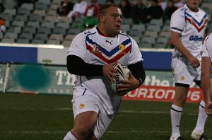 Big Matt Lowe goes for a run at the Aussies - Australian Schoolboys v GBC YOUNG LIONS 1st Test ACTION (Photo's : ourfootymedia)