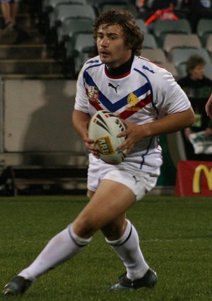 GBCL Captain Mark Wool on the burst - Australian Schoolboys v GBC YOUNG LIONS 1st Test ACTION (Photo's : ourfootymedia)