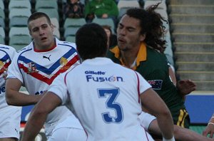 James Ryan gets hit hard - Australian Schoolboys v GBC YOUNG LIONS 1st Test ACTION (Photo's : ourfootymedia)