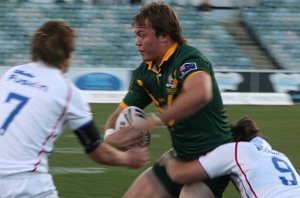 Matthew Groat steamrolls thru the line - AUSTRALIAN SCHOOLBOYS v GBC YOUNG LIONS 1st Test ACTION (Photo's : ourfootymedia)