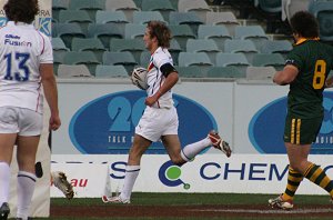 Johnathon Pewall runs the footy dead - Australian Schoolboys v GBC YOUNG LIONS 1st Test ACTION (Photo's : ourfootymedia)