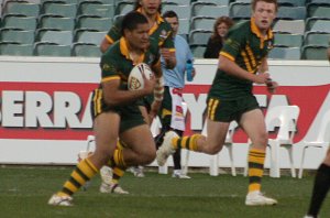 PJ Asiata on the fly - Australian Schoolboys v GBC YOUNG LIONS 1st Test ACTION (Photo's : ourfootymedia)