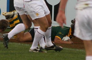 Ryan James (Palm Beach Currumbin SHS) in in for the try - - Australian Schoolboys v GBC YOUNG LIONS 1st Test ACTION (Photo's : ourfootymedia)