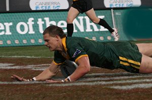 Cheyse Blair dives in for the try - Australian Schoolboys v GBC YOUNG LIONS 1st Test ACTION (Photo's : ourfootymedia)