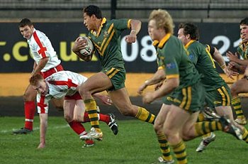Israel FOLAU on the pump Vs Barla U18's (Photo: Dave Williams RLPhotos.com)