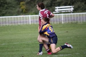 A Bathurst High player tackles a Blayney High School opponent during a gala day last Wednesday