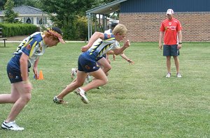 Dave Ballard conducts sprint training with the students