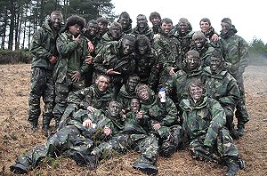 The England Youth Squad in their camo gear after training with the Royal Marines