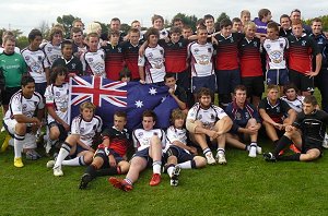 Mackay SHS & Outwood Grange College after the footy match 