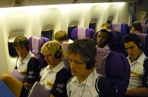 Tyler and the Boys wired for sound midflight