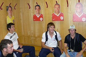 Wade, Dylan, Dylan, Sadd and Nick soak u p t he Atmosphere of the MAN U room
