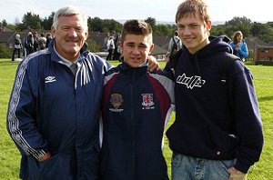 British Lions legend Niel  Fox and his Grandson James Staszewsky With Mackay Highs Kelvin Neilson