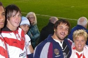 Shane and the boys catch up with our Hotel cook, Sue at the big game