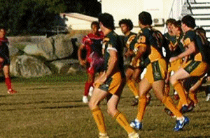 Kirwan SHS get it on with St. Brendans College at Mackay (Photo : ourfooty media & MSHSRLA)