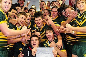 Jake Seaton celebrates with the 2008  AIS team